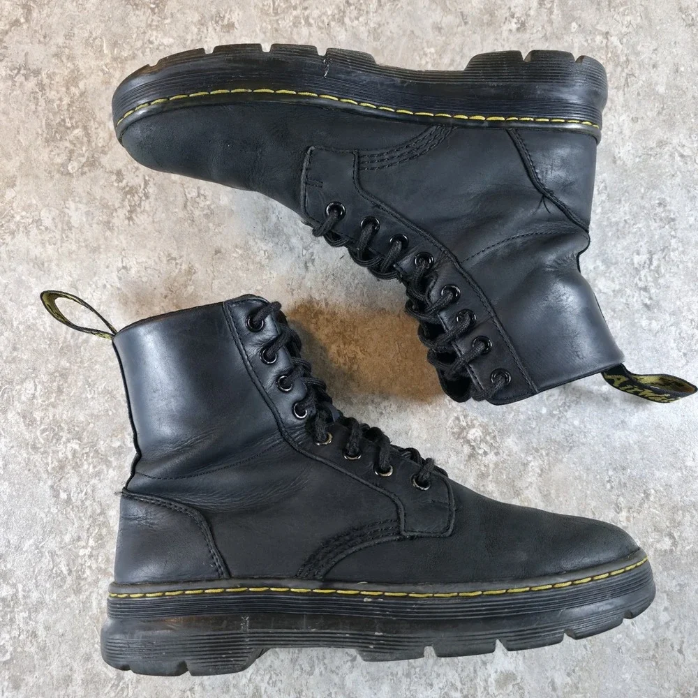 Dr. Martens Combs Black Leather Boots Men's Size 7 /‎ Women's Size 8 *Read Desc.